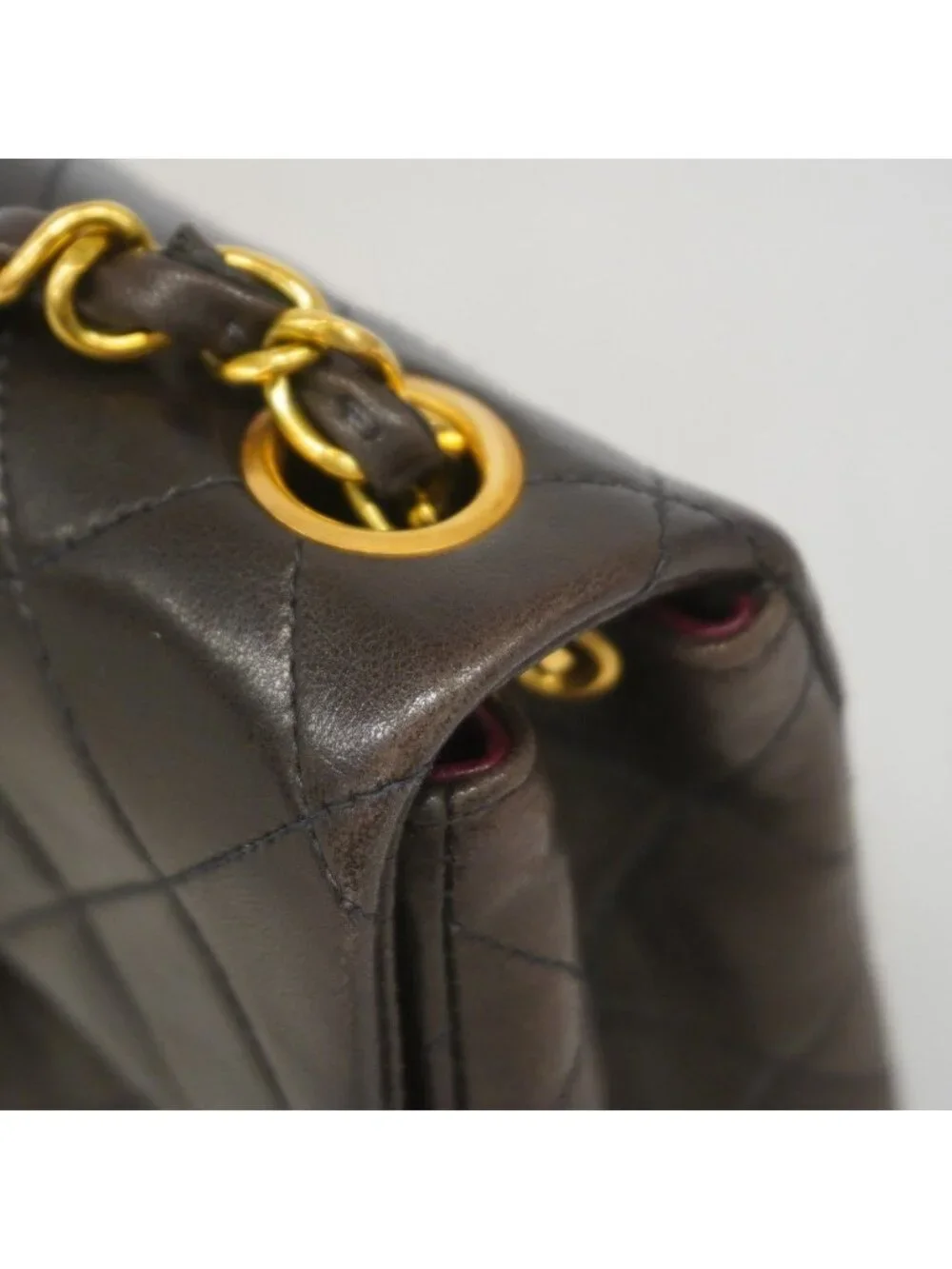 Chanel Shoulder Bag Quilted Lambskin Black Gold